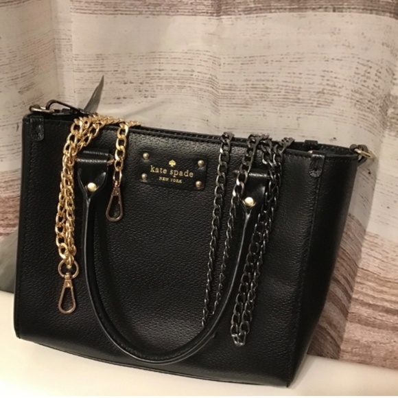 🥳🎉 HOST PICK !  Black Leather  ♠️ kate spade ♠️  handbag EUC - Picture 7 of 7